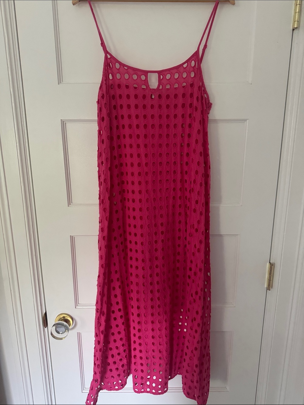 Solid & Striped The Eyelet Annika Midi Dress - M Hot Pink